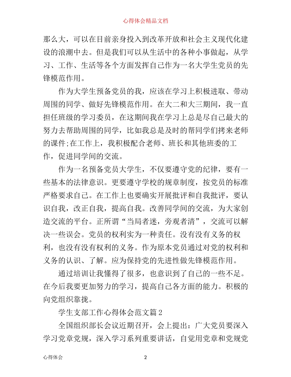 学生支部工作心得体会范文_第2页