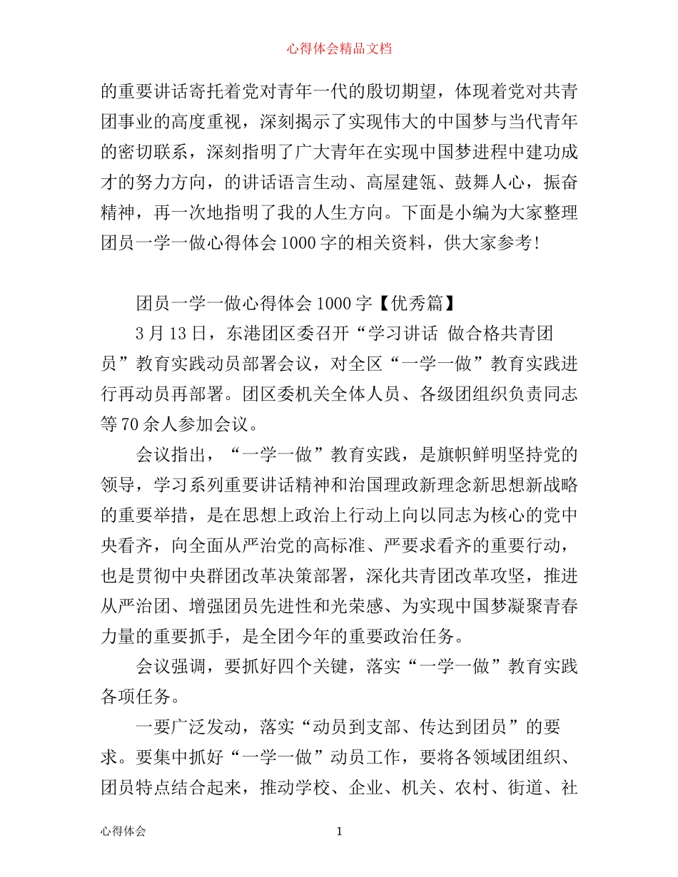 团员一学一做心得体会1000字_第1页