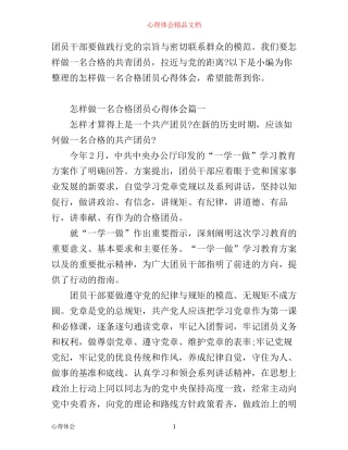 怎样做一名合格团员心得体会