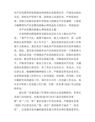 从严治党整改措施心得优选范文