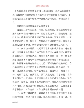 年轻教师师德师风学习心得3篇