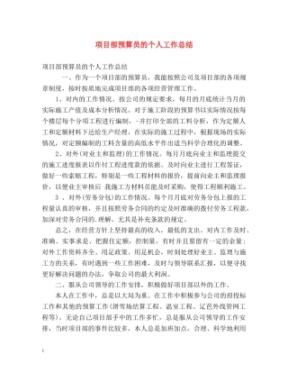 项目部预算员的个人工作总结 