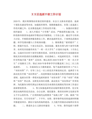 ＸＸ区选派干部工作计划 