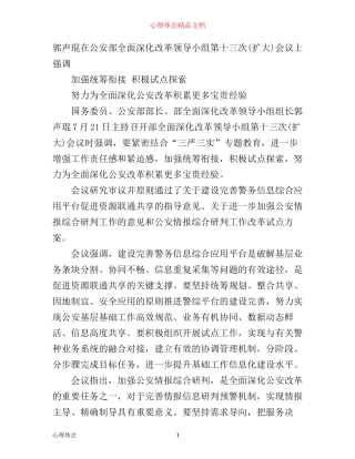 全面深化公安改革积累宝贵经验心得