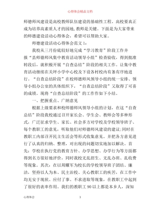 师德建设活动心得体会3篇