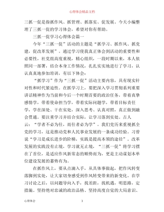 有关三抓一促学习心得体会