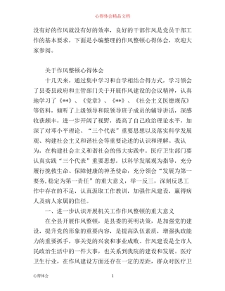 作风整顿心得体会