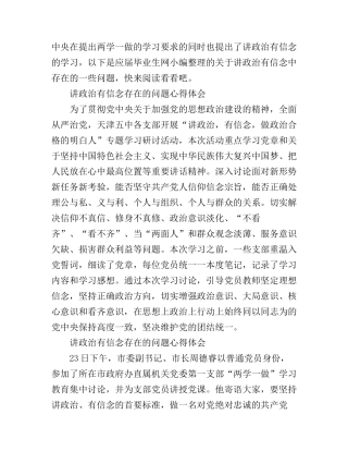 2016讲政治有信念存在的问题心得体会