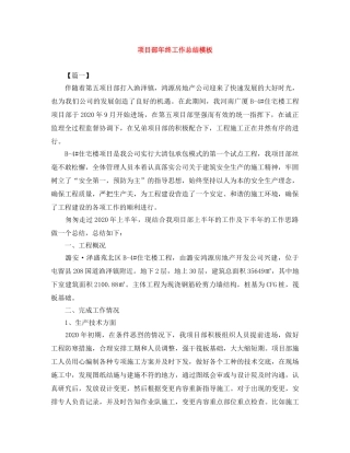 项目部年终工作总结模板 