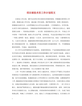 项目部技术员工作计划范文 