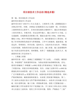 项目部技术工作总结(精选多篇) 