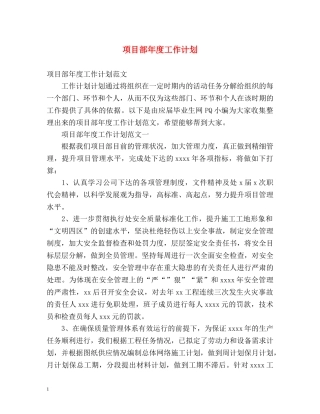 项目部年度工作计划 