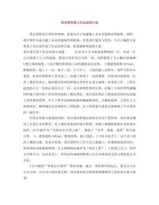 项目部年度工作总结和计划 