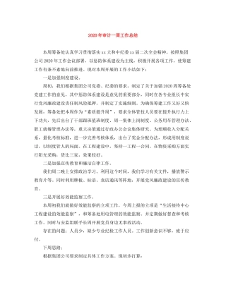 2020年审计一周工作总结