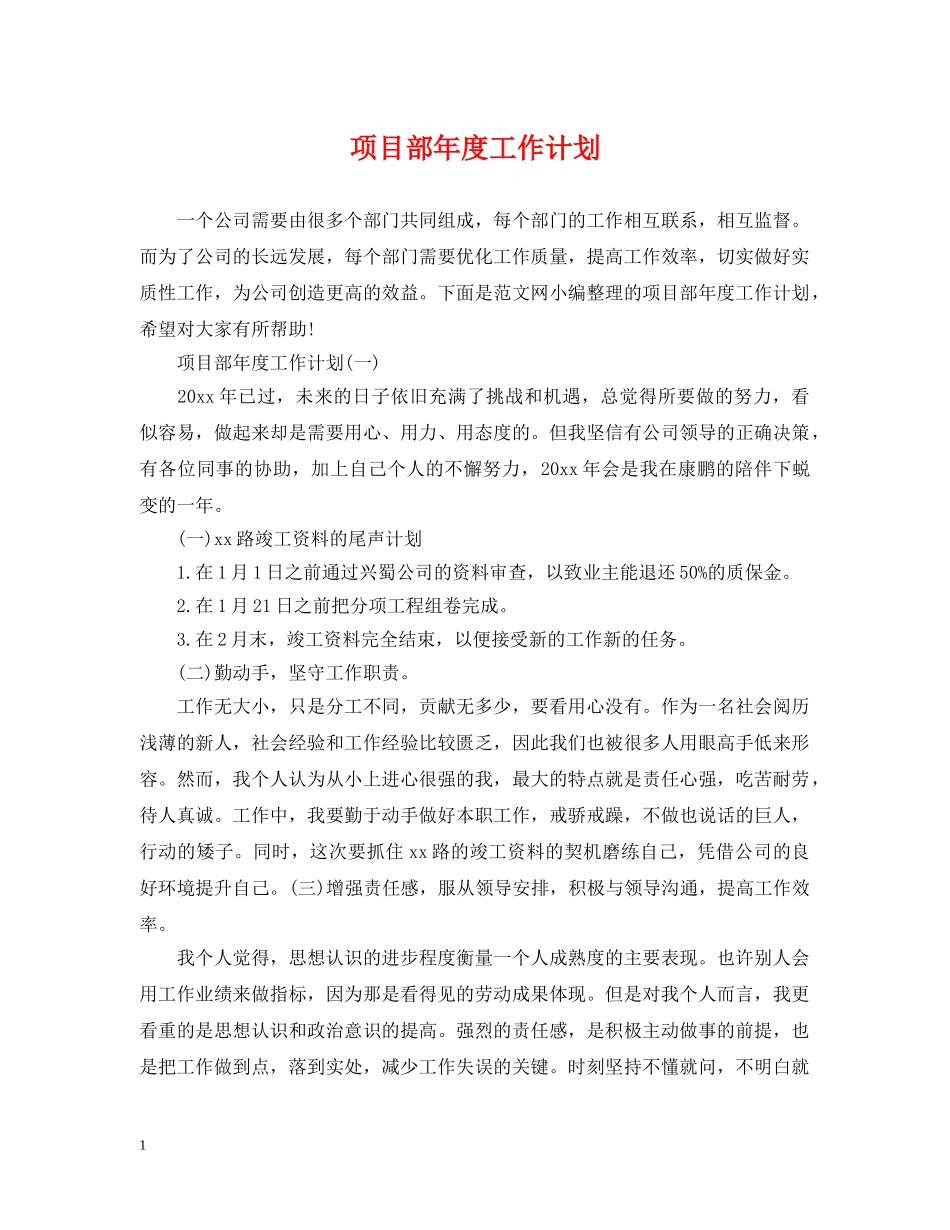 项目部年度工作计划2 _第1页