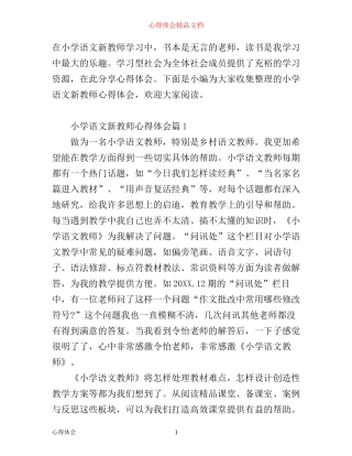 小学语文新教师心得体会