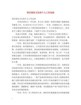 项目部实习生的个人工作总结 