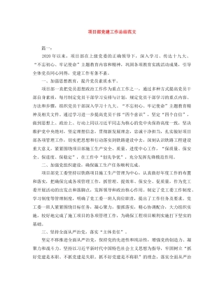 项目部党建工作总结范文 
