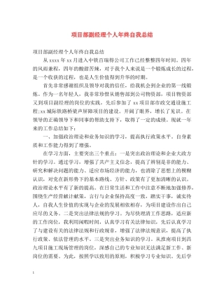 项目部副经理个人年终自我总结 
