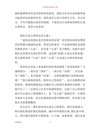 团队打造心得体会范文精选