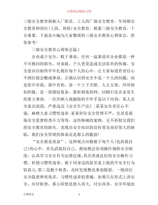 三级安全教育心得体会