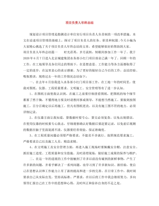 项目负责人年终总结 