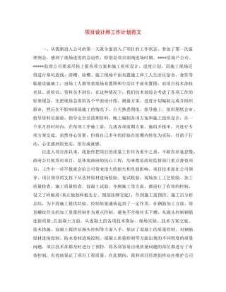 项目设计师工作计划范文 