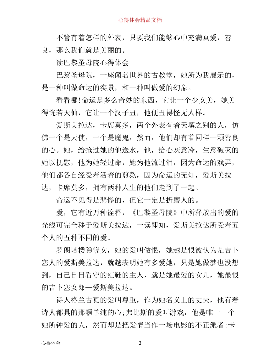最新读巴黎圣母院心得体会_第3页