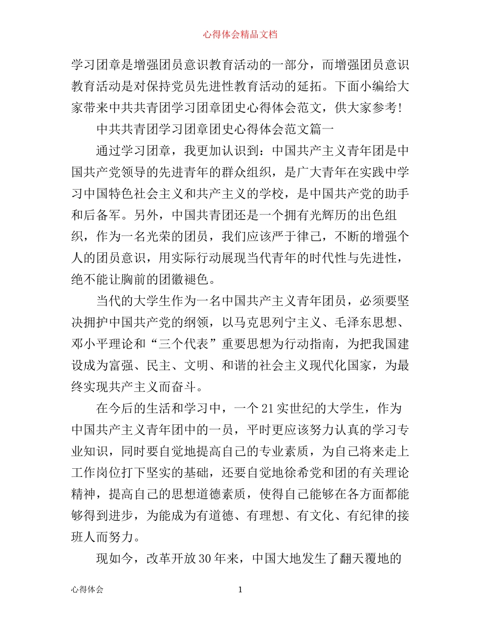 中共共青团学习团章团史心得体会_第1页