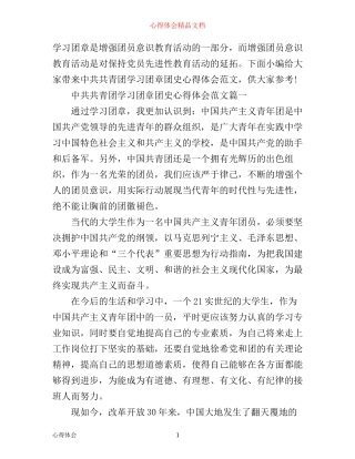 中共共青团学习团章团史心得体会