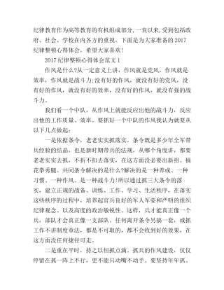 2017纪律整顿心得体会