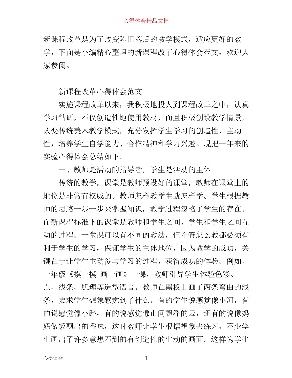 新课程改革的心得体会_第1页