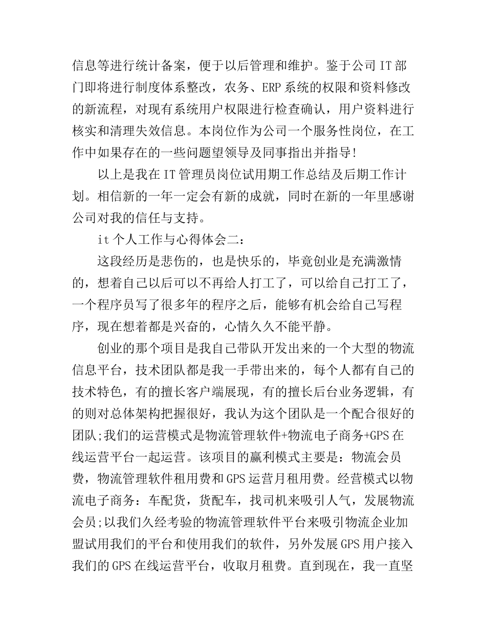 it个人工作与心得体会3篇_第3页