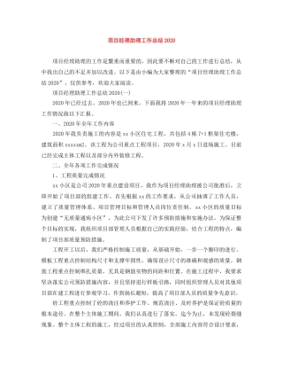 项目经理助理工作总结2024 