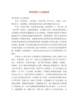 项目经理个人自我总结 