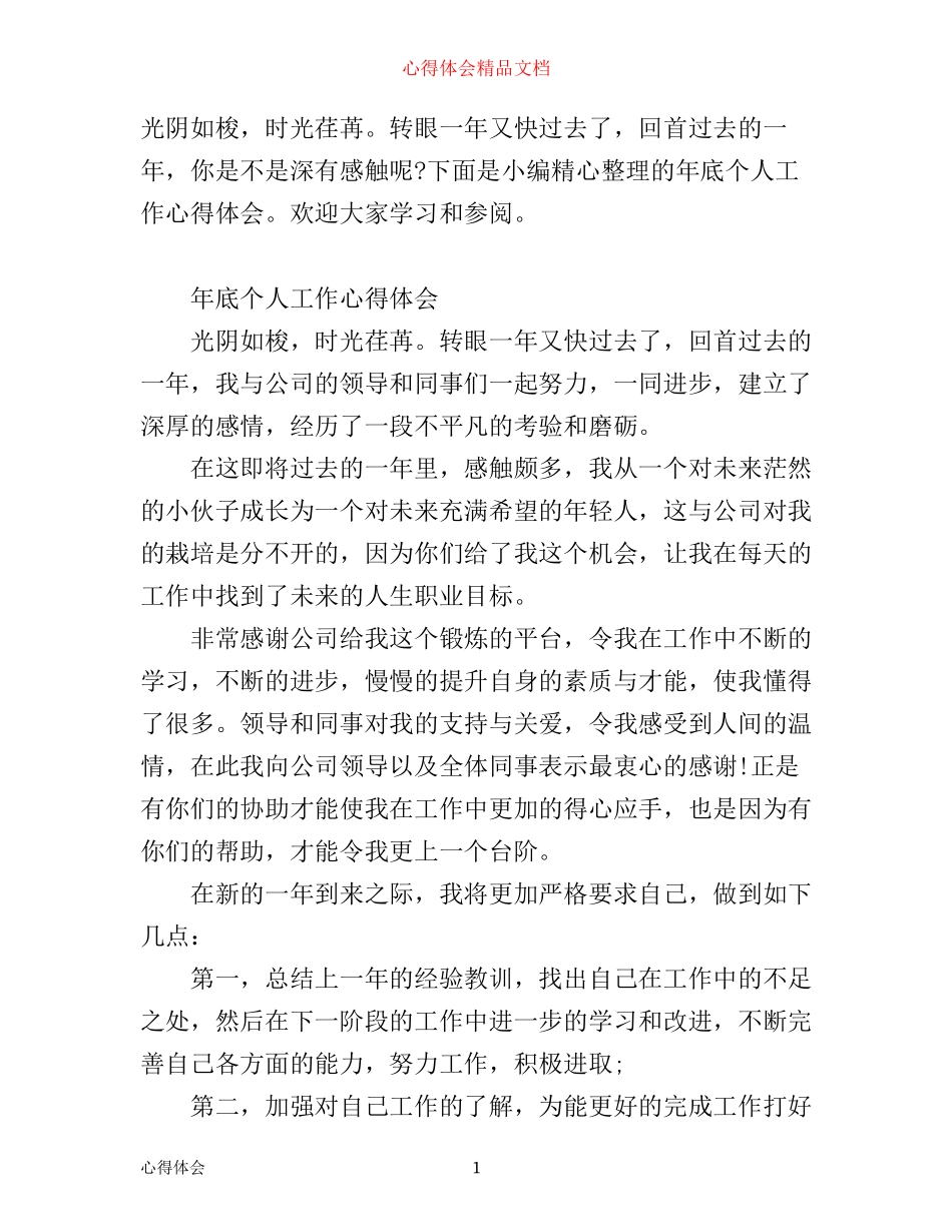 年底个人工作心得体会_第1页