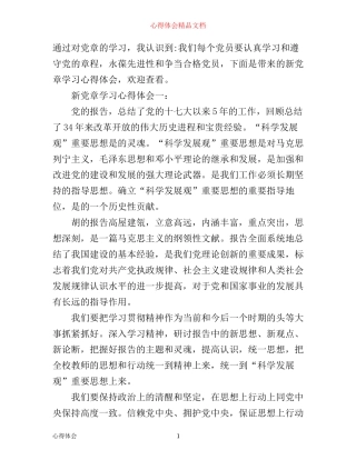 新党章学习心得体会