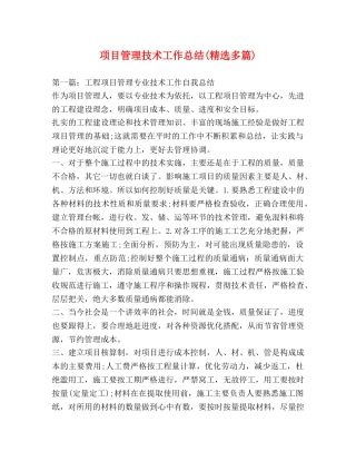 项目管理技术工作总结(精选多篇) 