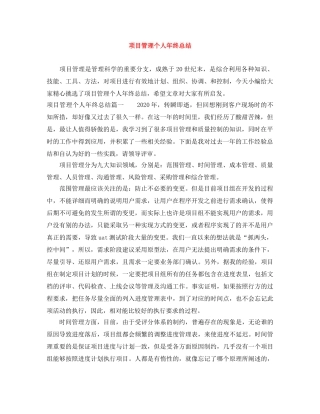 项目管理个人年终总结 