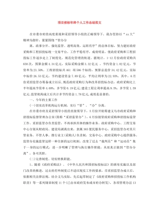 项目招标年终个人工作总结范文 