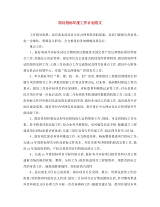 项目招标年度工作计划范文 