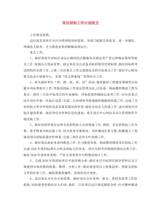 项目招标工作计划范文 