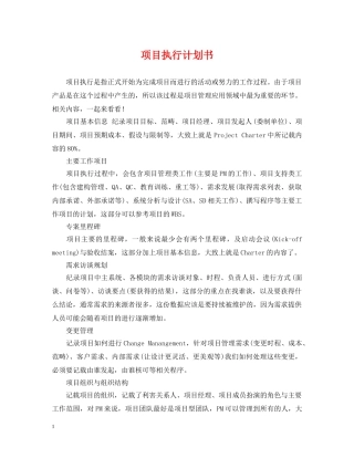 项目执行计划书 