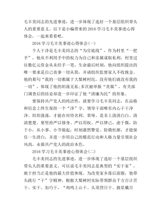 2016学习毛丰美事迹心得体会
