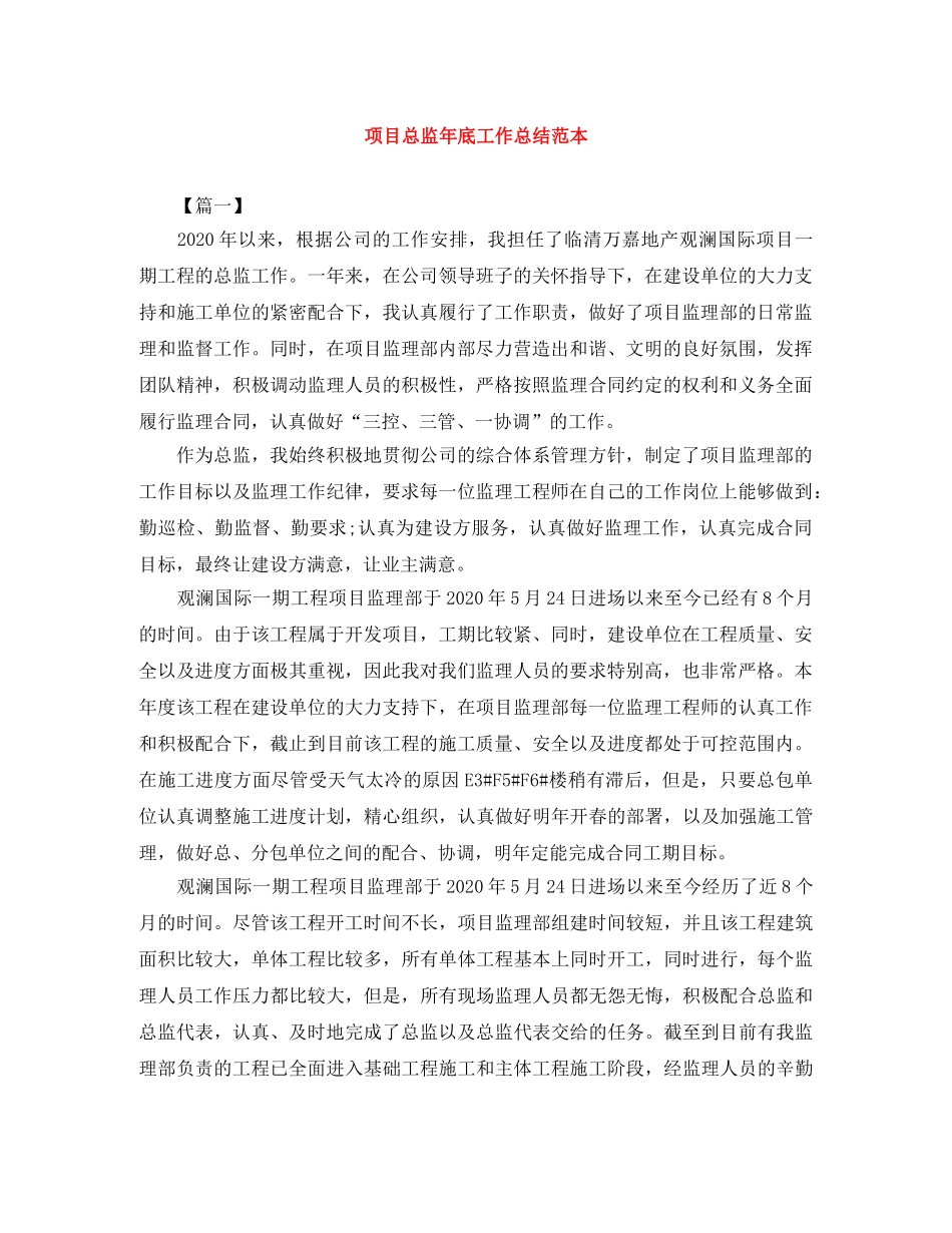 项目总监年底工作总结范本 _第1页