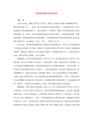 项目总监年底工作总结范本 