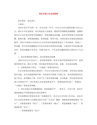 项目年度工作总结参照 