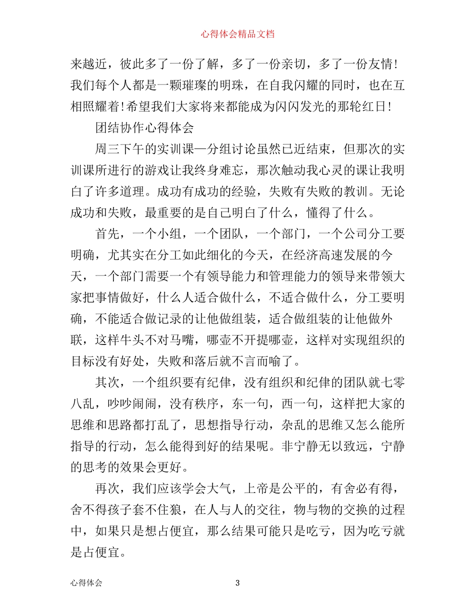 团队团结协作的心得体会_第3页