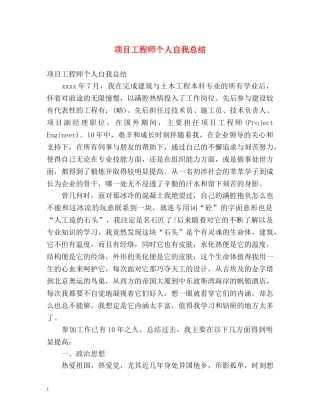 项目工程师个人自我总结 