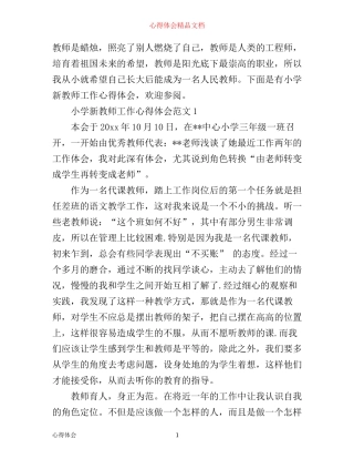 小学新教师工作心得体会